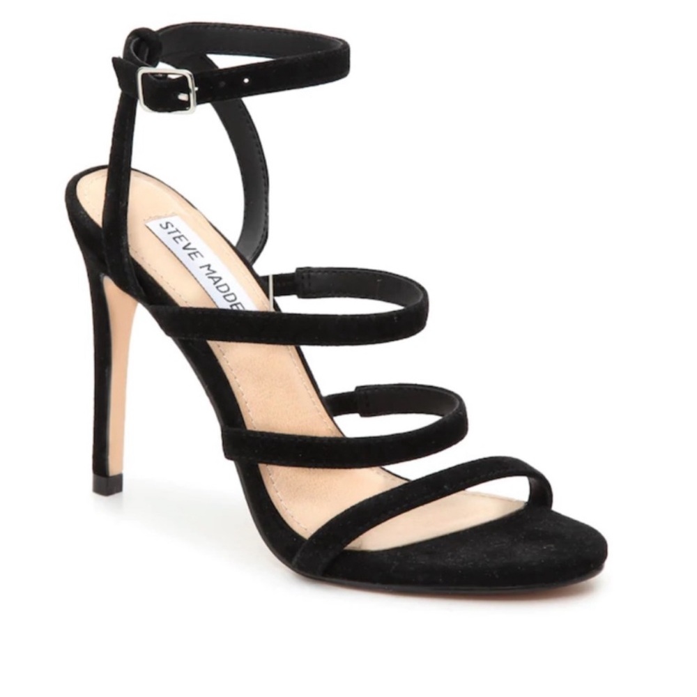 Steve Madden fauna black strappy heeled sandal in size 8